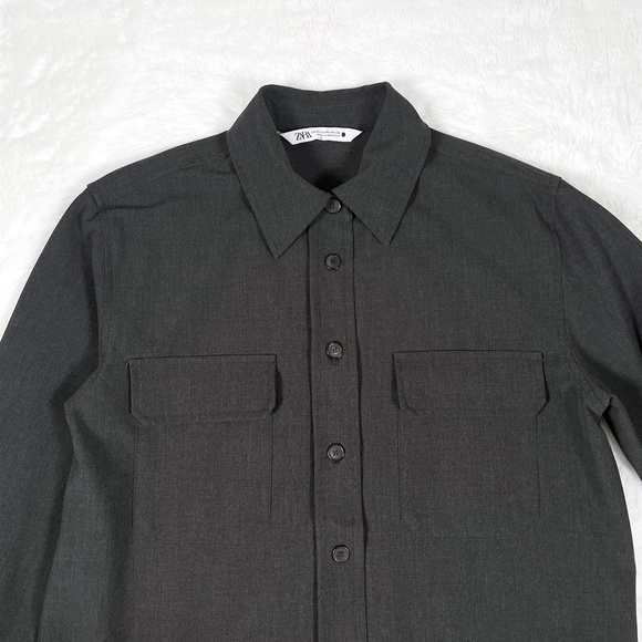 Zara Women Oversized Pocket Shirt Size XS - Picture 2 of 6